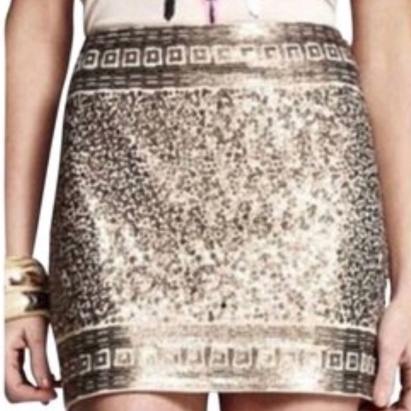 Express Dresses & Skirts - Express Gold Sequin Stretch Mini Skirt Small